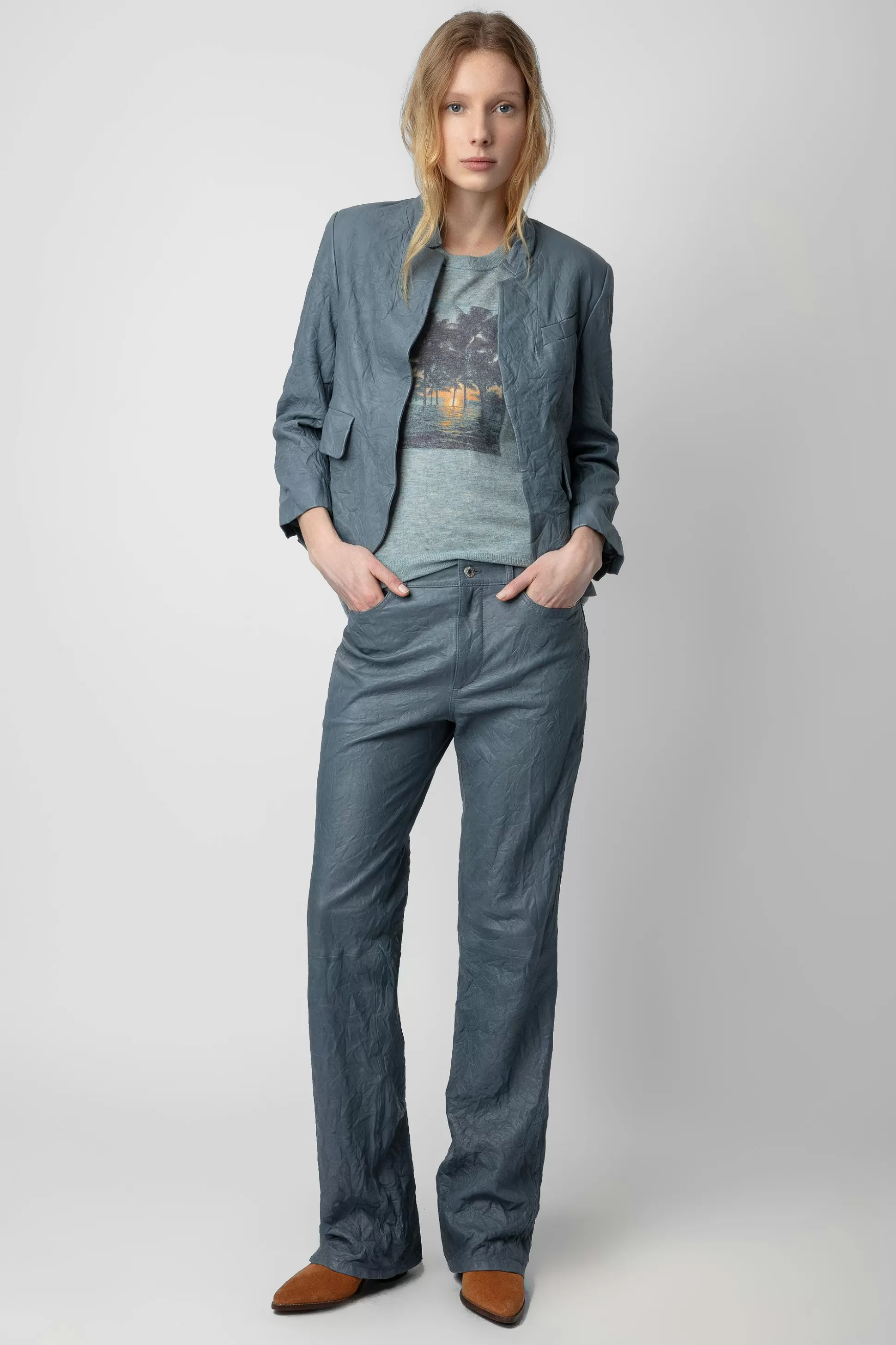 Femmes Zadig & Voltaire Vestes^Blazer En Cuir Froisse Verys