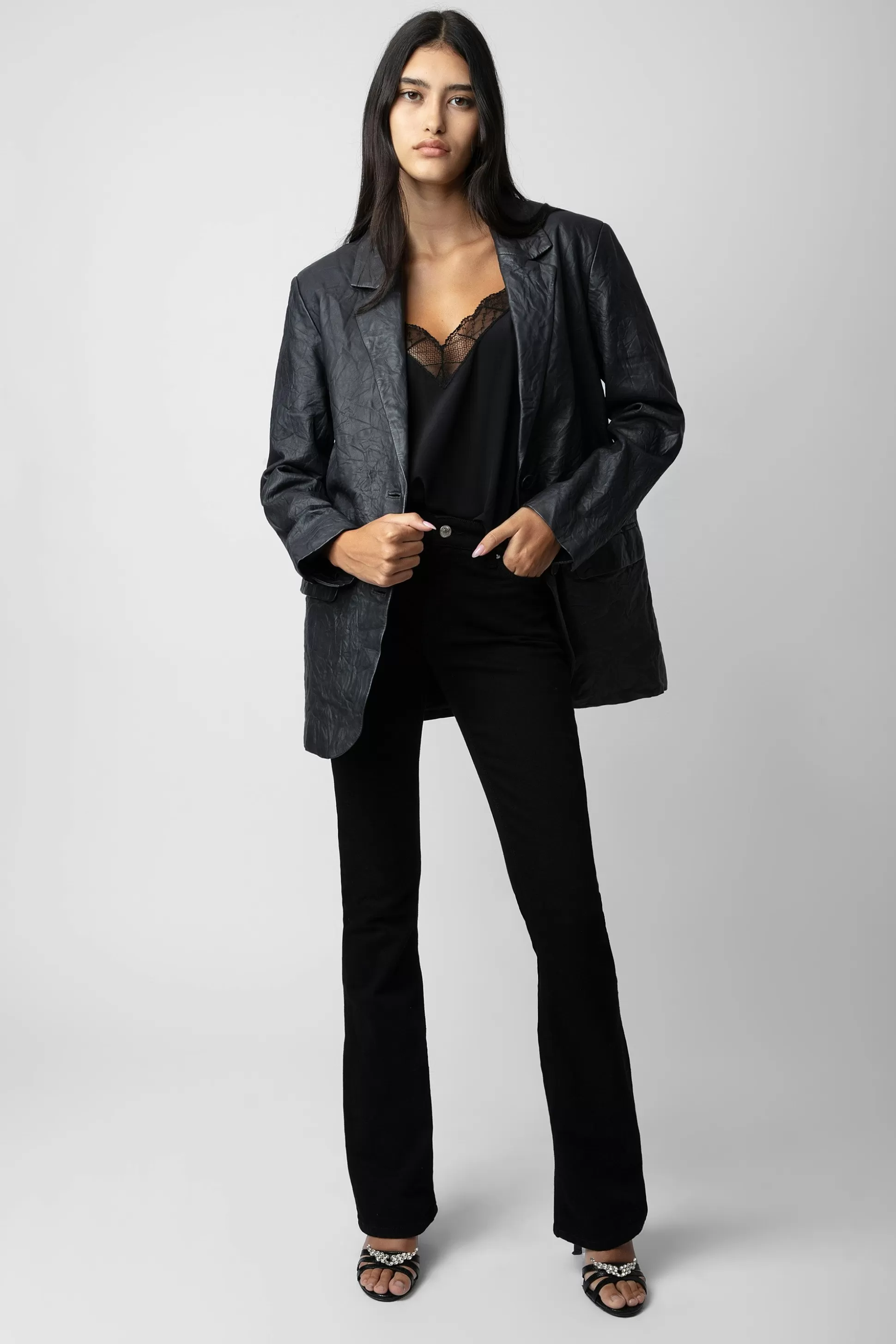 Femmes Zadig & Voltaire Vestes^Blazer Venturi En Cuir Froisse