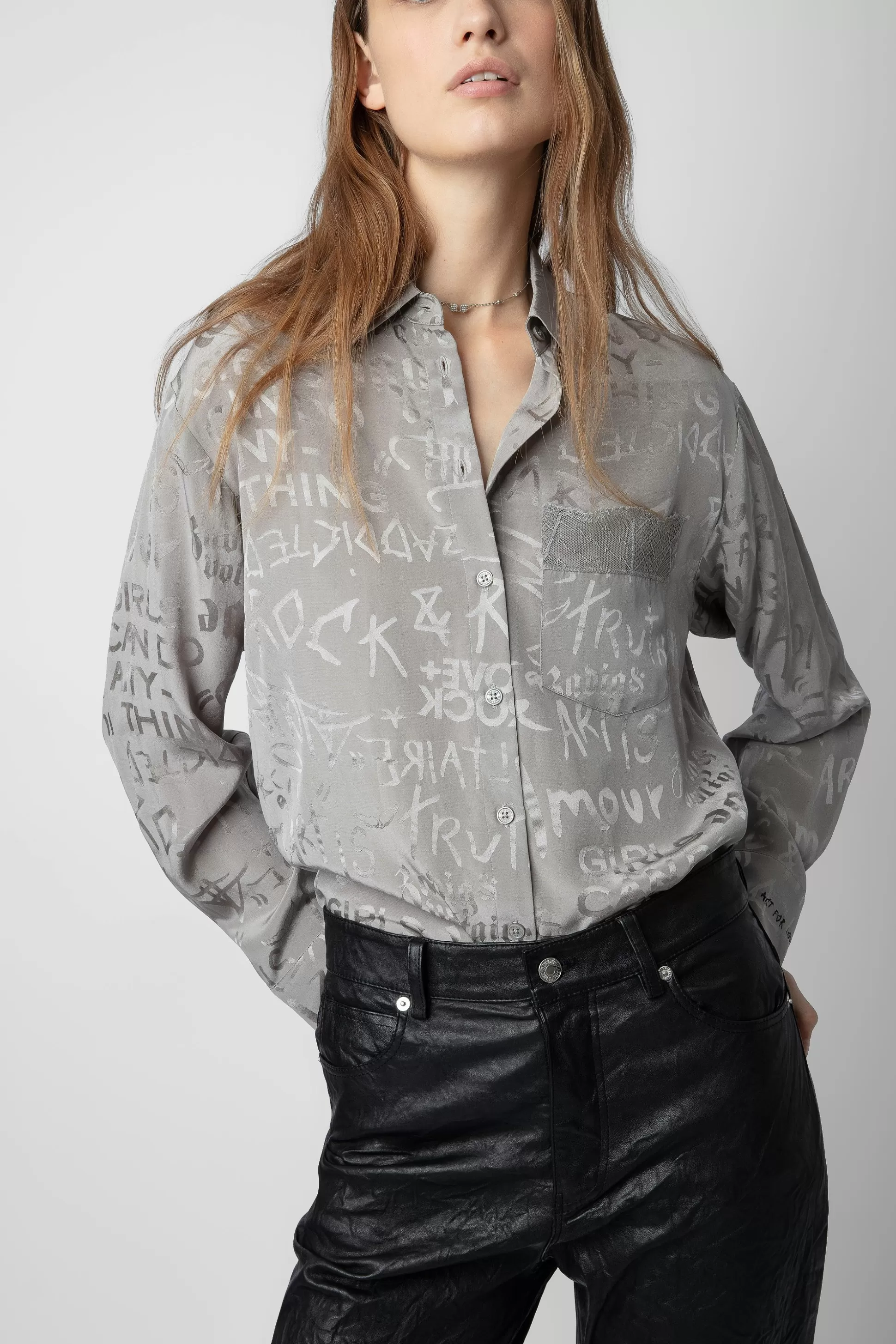 chemise_en_soie_jacquard_morning_5.webp Femmes Zadig & Voltaire Chemises Et Hauts^Chemise En Soie Jacquard Morning