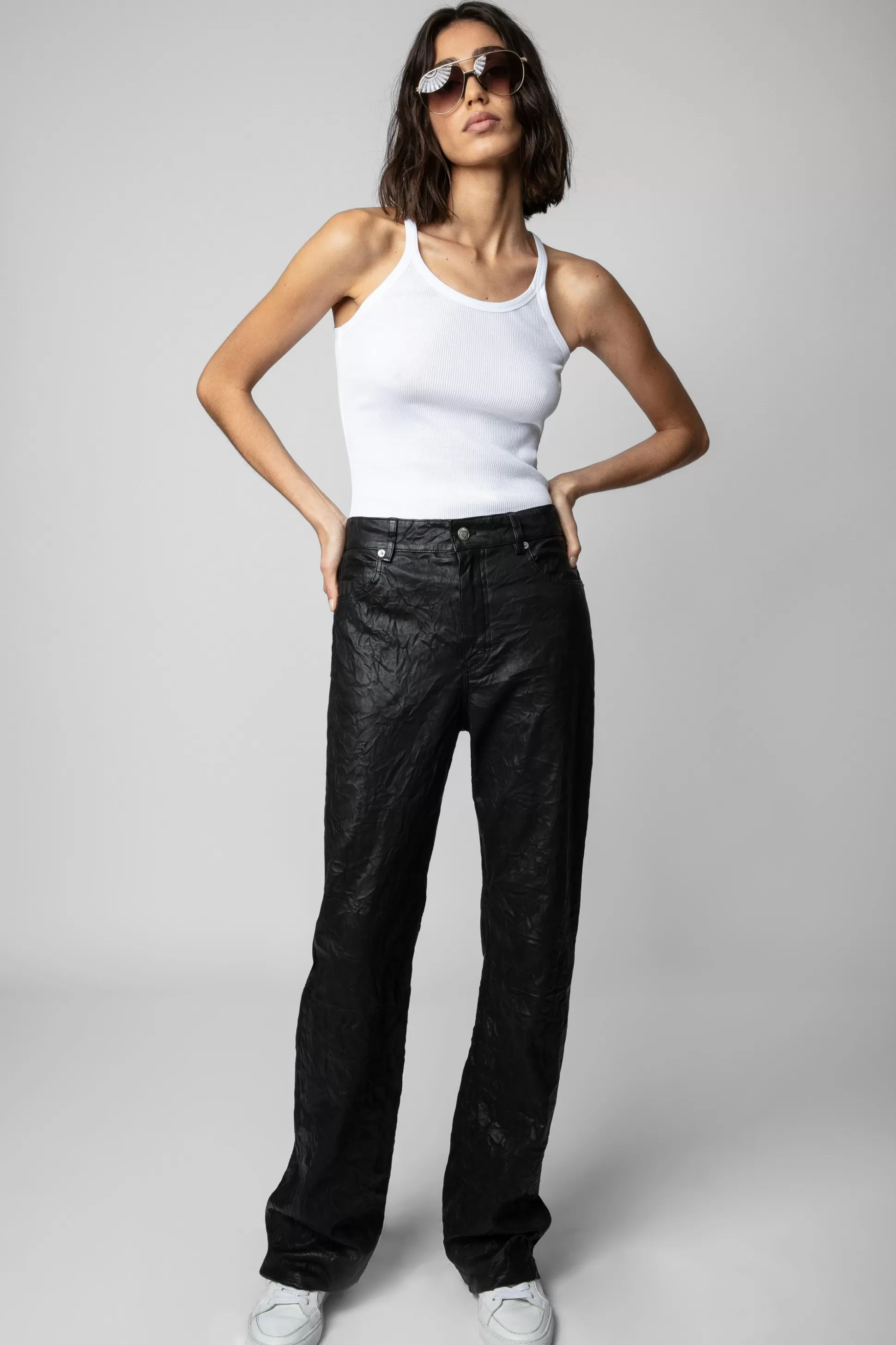 Femmes Zadig & Voltaire Pantalons Et Shorts^Pantalon En Cuir Froisse Evy