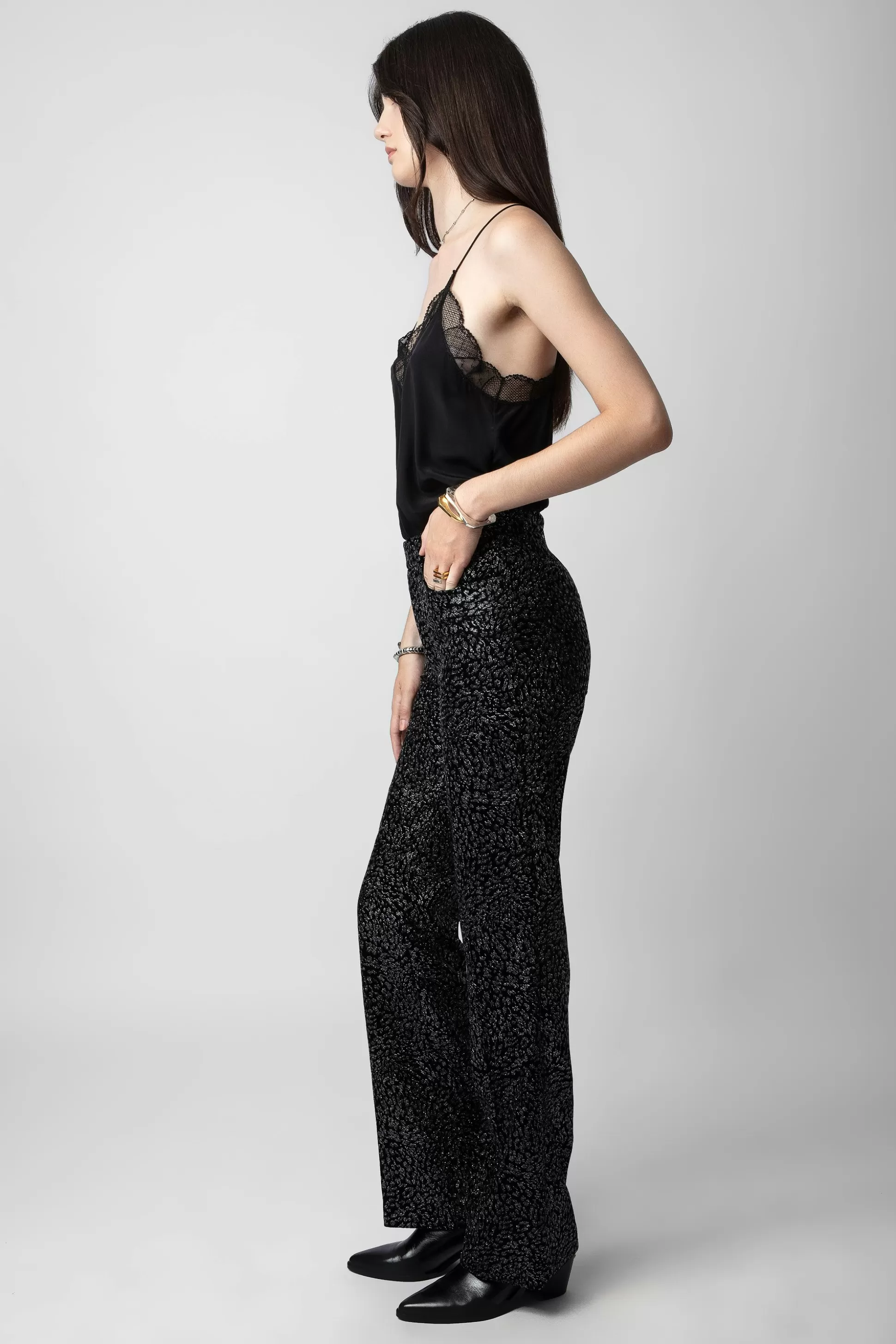 pantalon_en_velours_paillete_piston_1.webp Femmes Zadig & Voltaire Costumes^Pantalon En Velours Paillete Piston