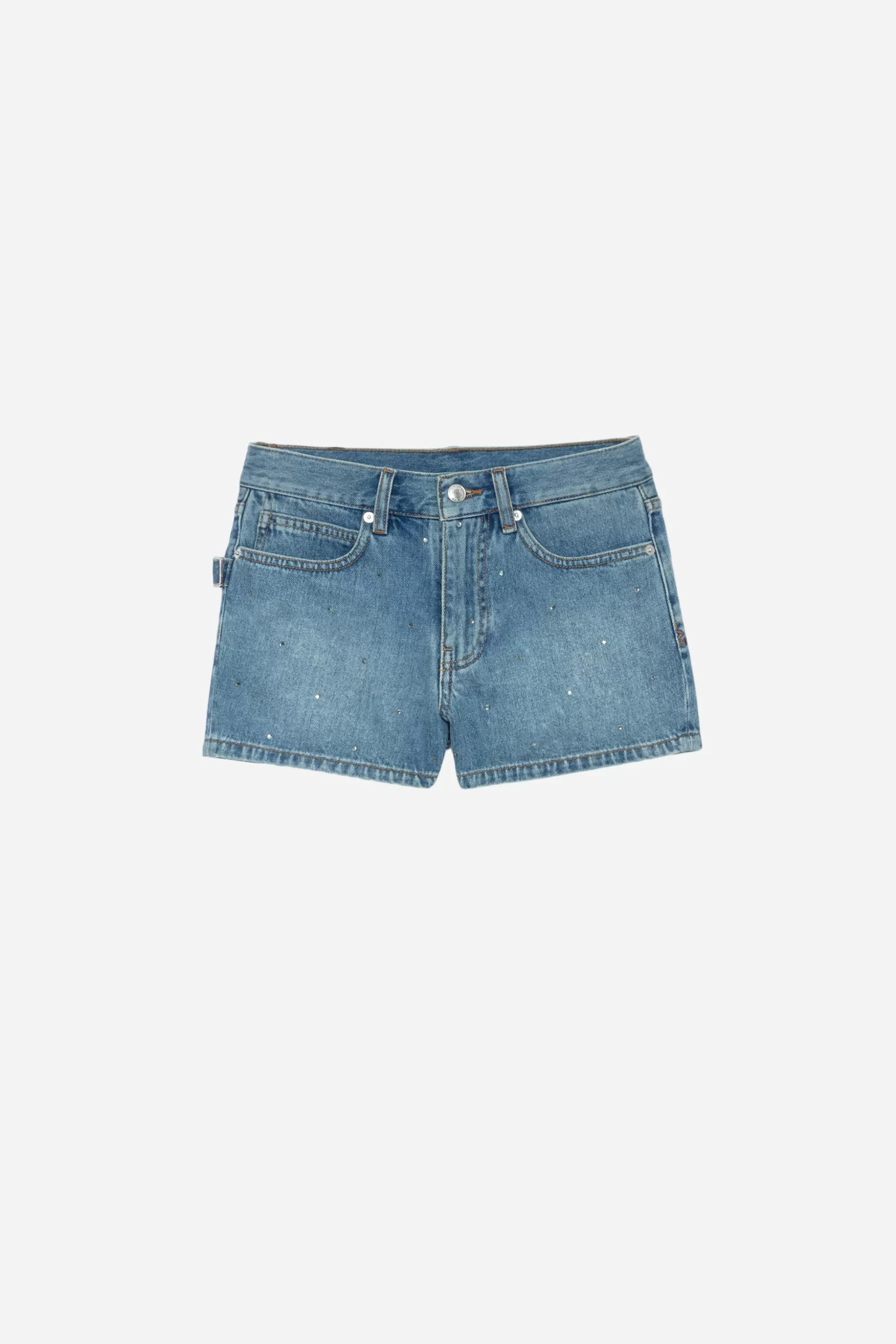 short_en_denim_a_strass_sina_2.webp Femmes Zadig & Voltaire Pantalons Et Shorts^Short En Denim A Strass Sina